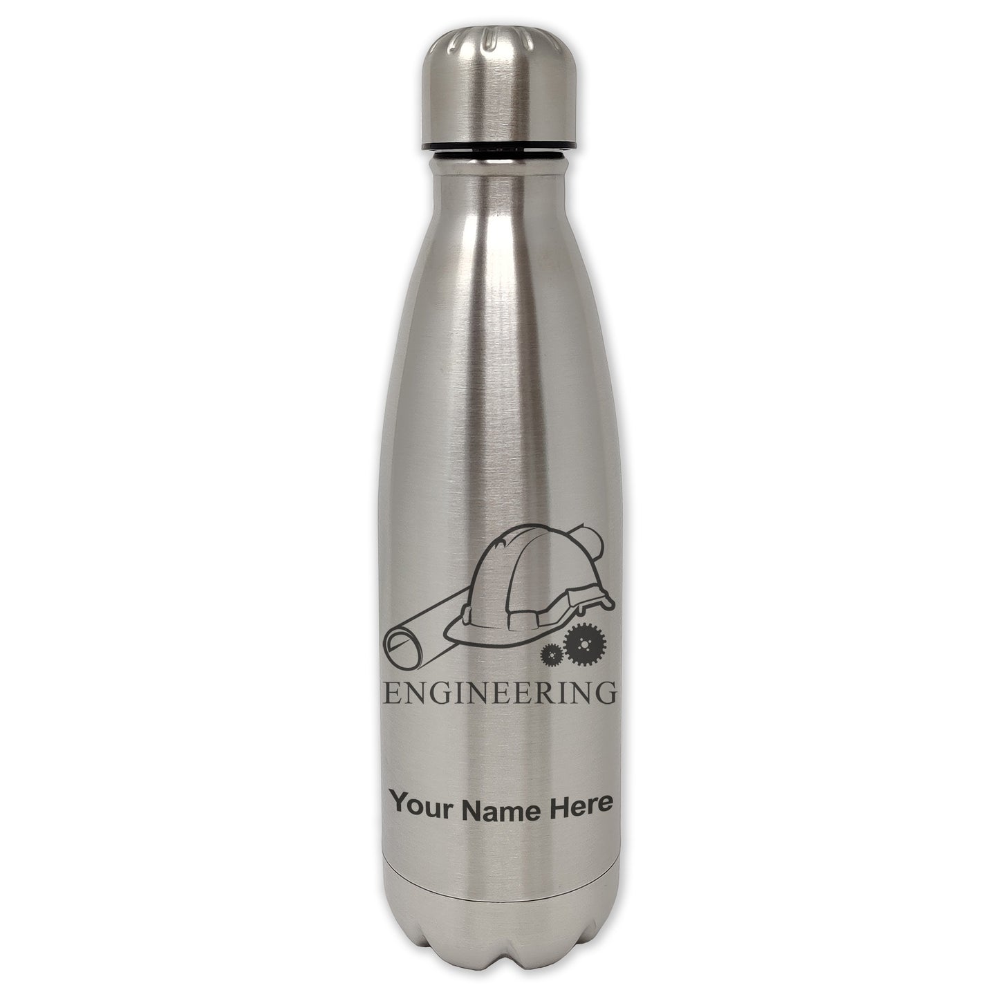 LaserGram Single Wall Water Bottle, Engineering, Personalized Engraving Included