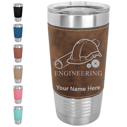 20oz Faux Leather Tumbler Mug, Engineering, Personalized Engraving Included - LaserGram Custom Engraved Gifts