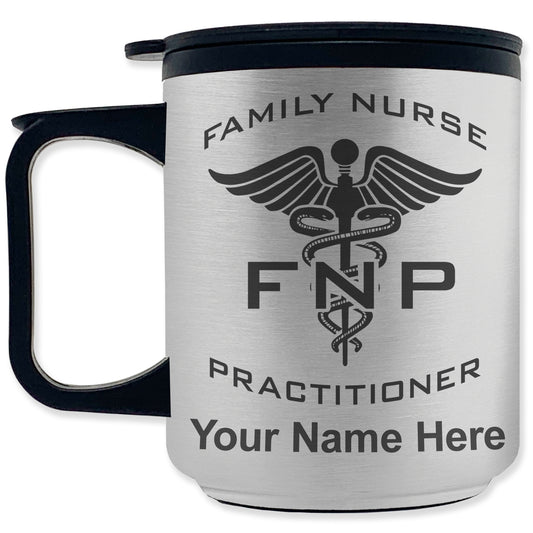 Coffee Travel Mug, FNP Family Nurse Practitioner, Personalized Engraving Included