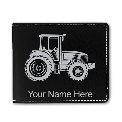 Faux Leather Bi-Fold Wallet, Farm Tractor, Personalized Engraving Included
