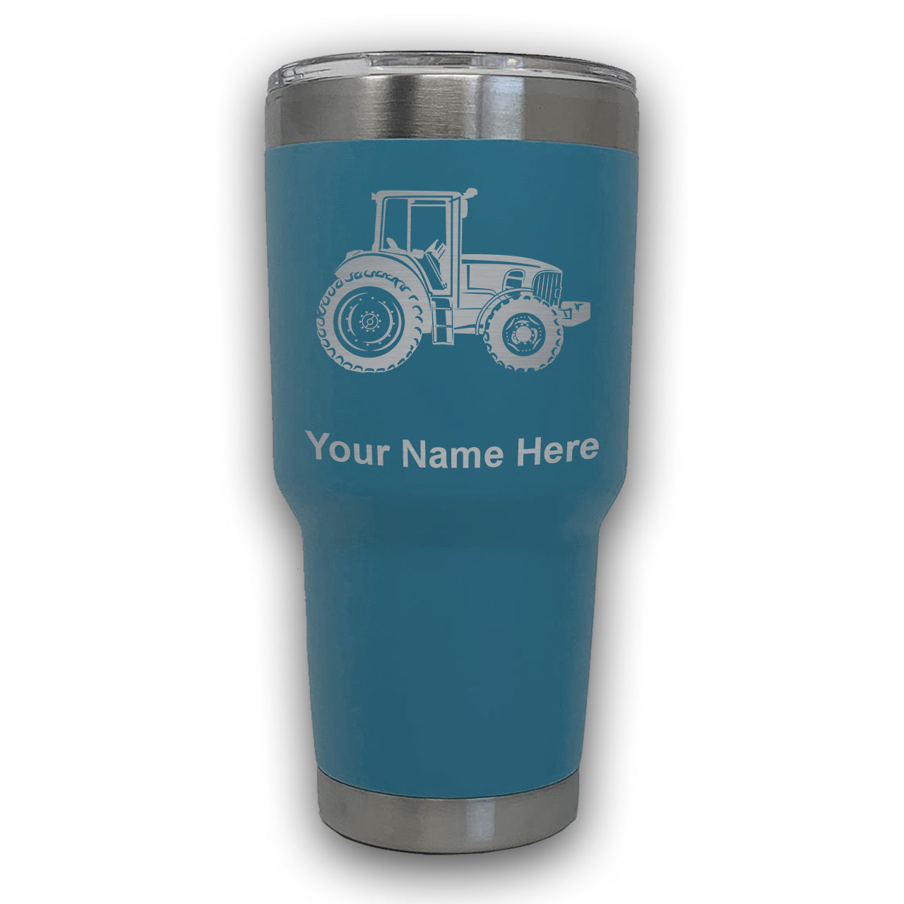 LaserGram 30oz Tumbler Mug, Farm Tractor, Personalized Engraving Included