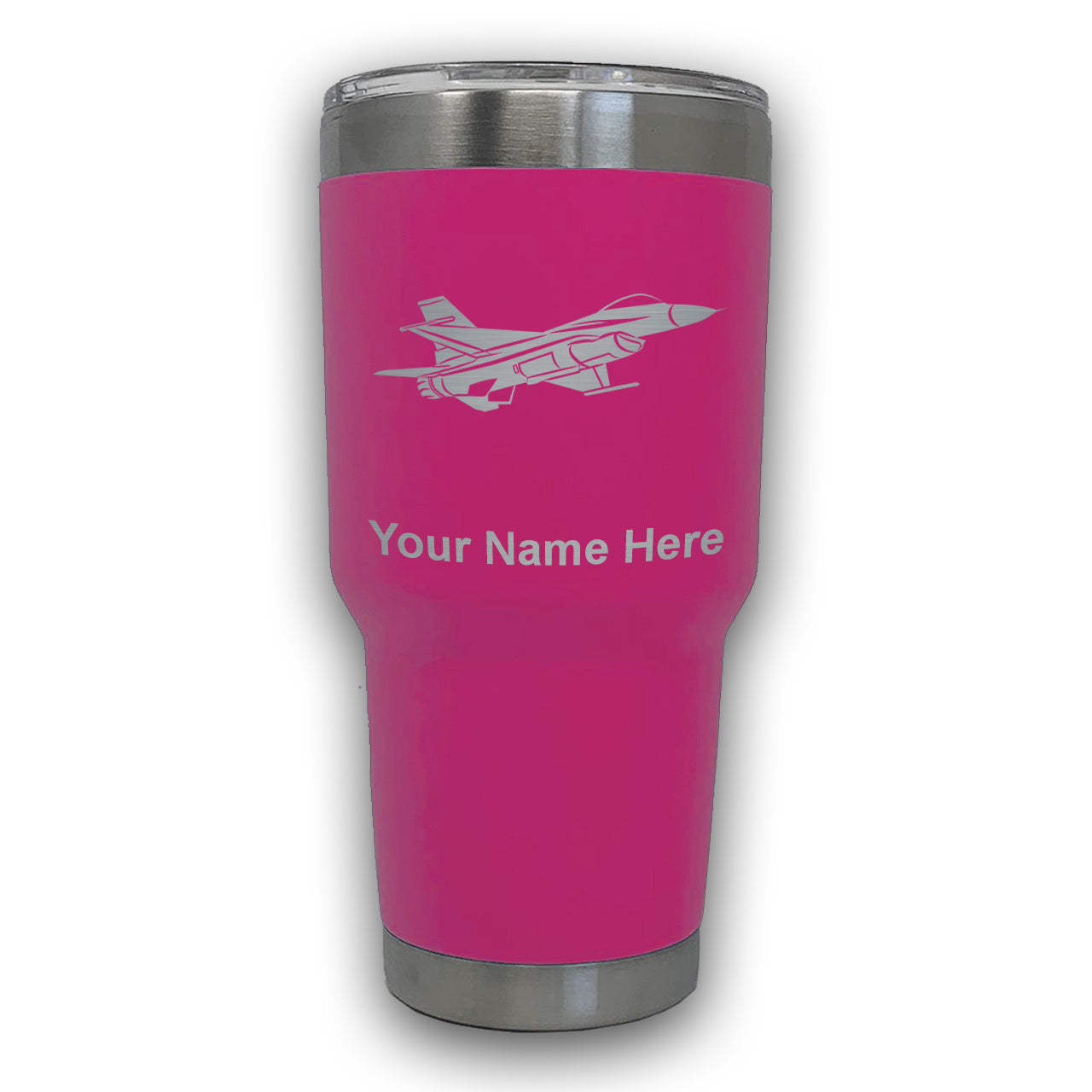 LaserGram 30oz Tumbler Mug, Fighter Jet 1, Personalized Engraving Included