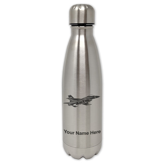 LaserGram Single Wall Water Bottle, Fighter Jet 1, Personalized Engraving Included