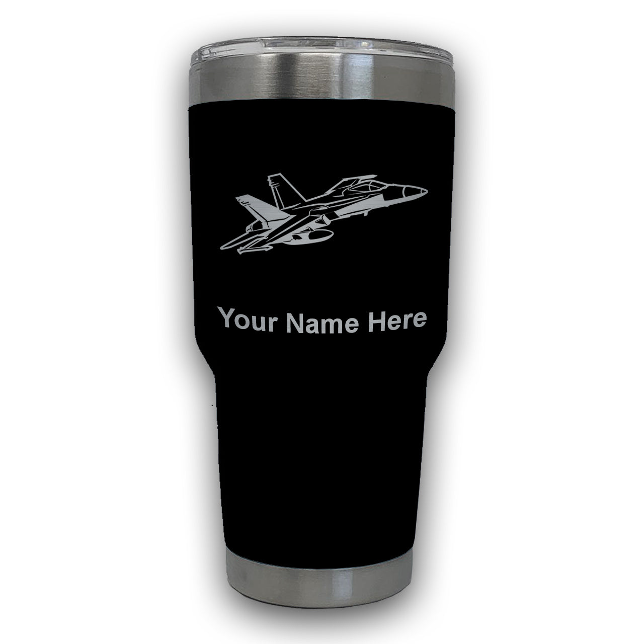 LaserGram 30oz Tumbler Mug, Fighter Jet 2, Personalized Engraving Included