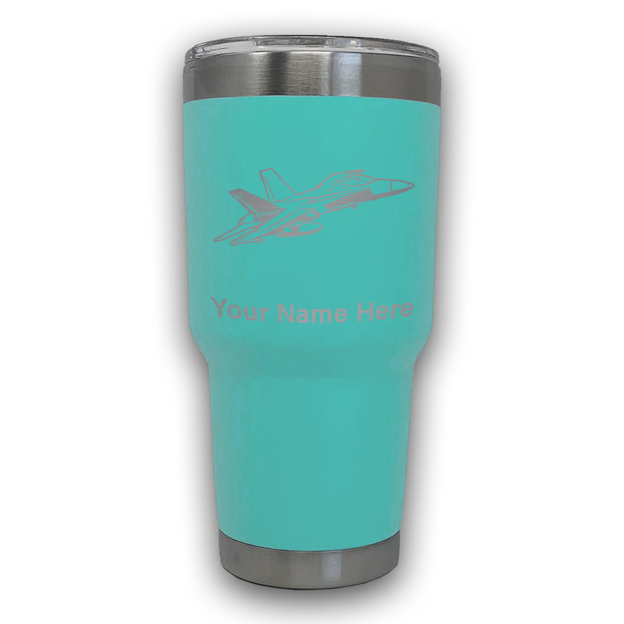 LaserGram 30oz Tumbler Mug, Fighter Jet 2, Personalized Engraving Included