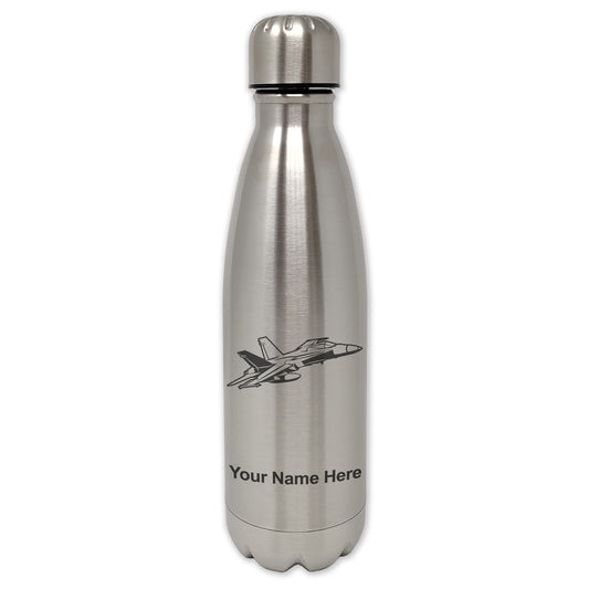 LaserGram Single Wall Water Bottle, Fighter Jet 2, Personalized Engraving Included