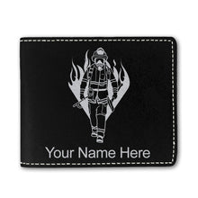 Load image into Gallery viewer, Faux Leather Bi-Fold Wallet, Fireman, Personalized Engraving Included
