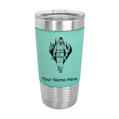 20oz Faux Leather Tumbler Mug, Fireman, Personalized Engraving Included - LaserGram Custom Engraved Gifts