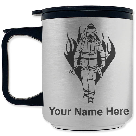 Coffee Travel Mug, Fireman, Personalized Engraving Included