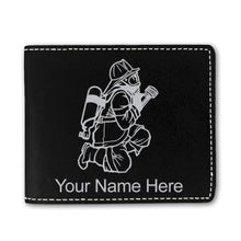 Load image into Gallery viewer, Faux Leather Bi-Fold Wallet, Fireman with Hose, Personalized Engraving Included
