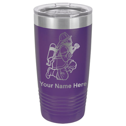 20oz Vacuum Insulated Tumbler Mug, Fireman with Hose, Personalized Engraving Included
