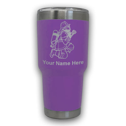 LaserGram 30oz Tumbler Mug, Fireman with Hose, Personalized Engraving Included