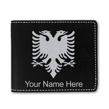 Load image into Gallery viewer, Faux Leather Bi-Fold Wallet, Flag of Albania, Personalized Engraving Included
