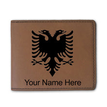 Load image into Gallery viewer, Faux Leather Bi-Fold Wallet, Flag of Albania, Personalized Engraving Included
