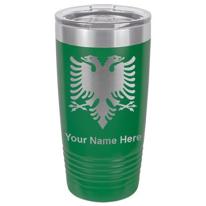 20oz Vacuum Insulated Tumbler Mug, Flag of Albania, Personalized Engraving Included