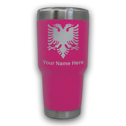 LaserGram 30oz Tumbler Mug, Flag of Albania, Personalized Engraving Included