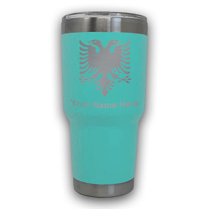 LaserGram 30oz Tumbler Mug, Flag of Albania, Personalized Engraving Included