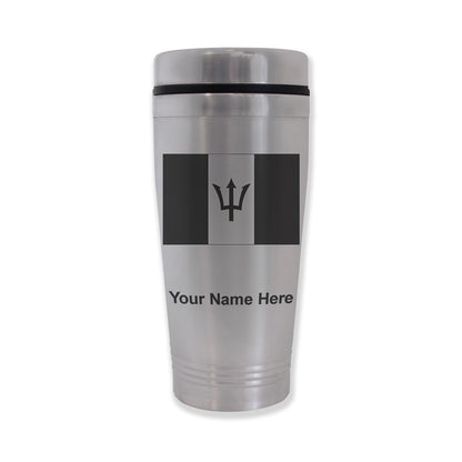 Commuter Travel Mug, Flag of Barbados, Personalized Engraving Included