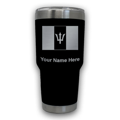 LaserGram 30oz Tumbler Mug, Flag of Barbados, Personalized Engraving Included