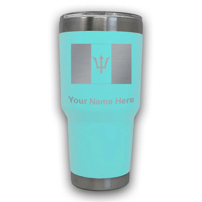 LaserGram 30oz Tumbler Mug, Flag of Barbados, Personalized Engraving Included