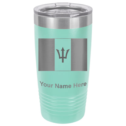 20oz Vacuum Insulated Tumbler Mug, Flag of Barbados, Personalized Engraving Included