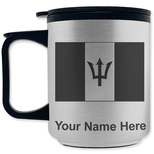 Coffee Travel Mug, Flag of Barbados, Personalized Engraving Included