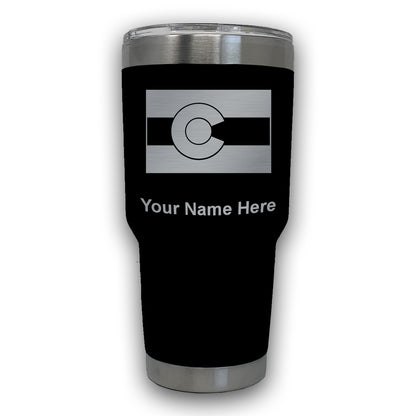 LaserGram 30oz Tumbler Mug, Flag of Colorado, Personalized Engraving Included