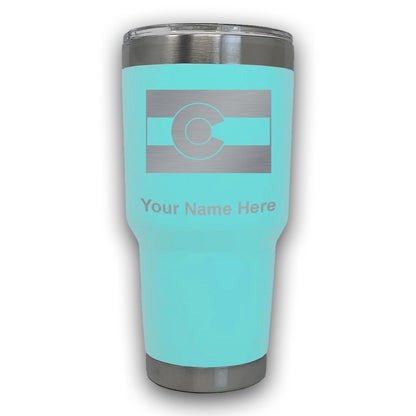 LaserGram 30oz Tumbler Mug, Flag of Colorado, Personalized Engraving Included