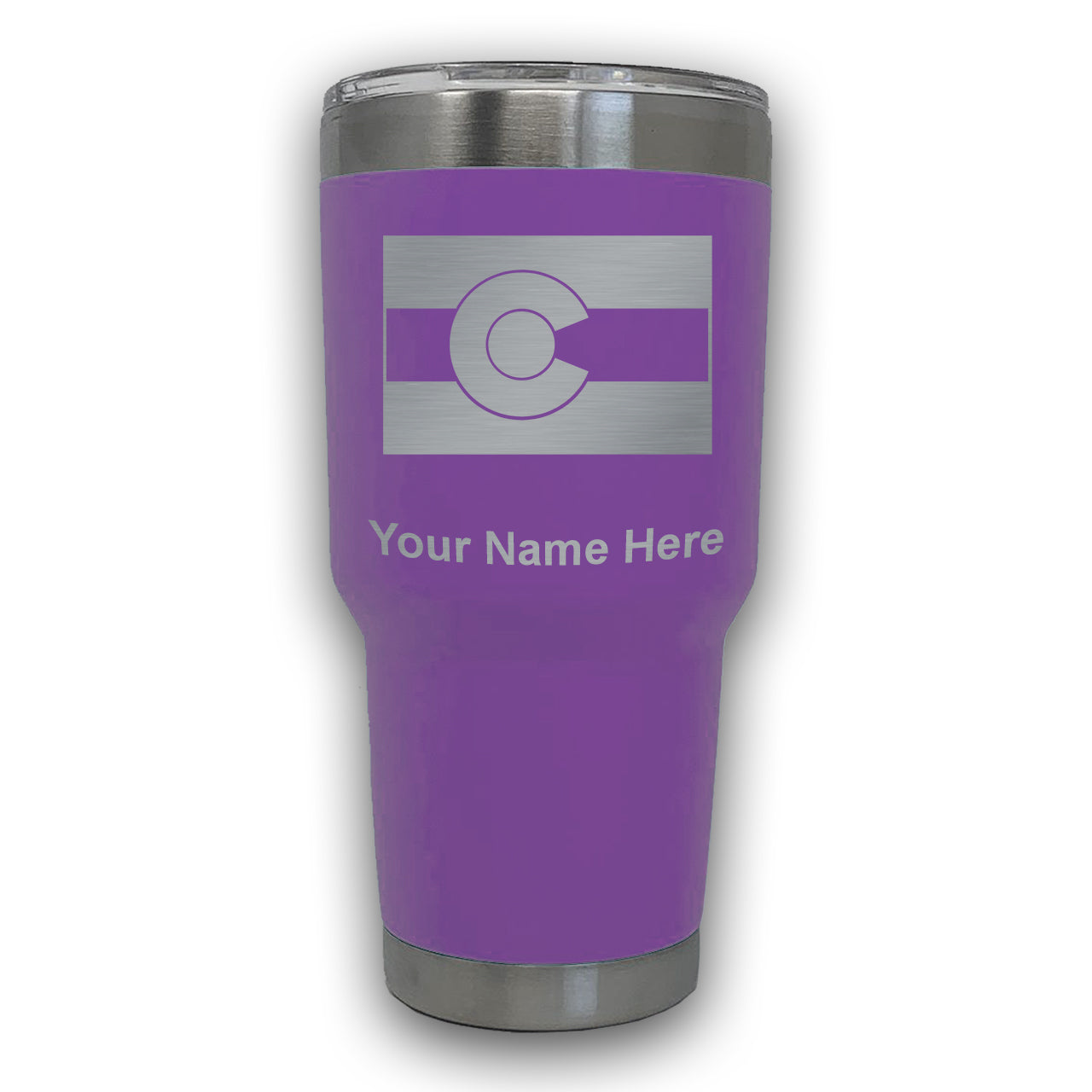 LaserGram 30oz Tumbler Mug, Flag of Colorado, Personalized Engraving Included