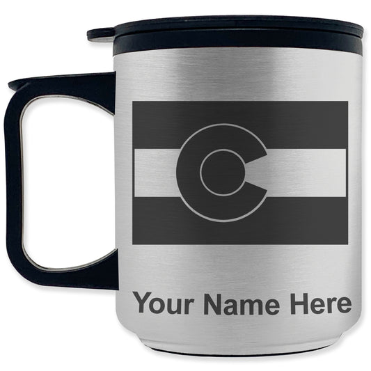 Coffee Travel Mug, Flag of Colorado, Personalized Engraving Included