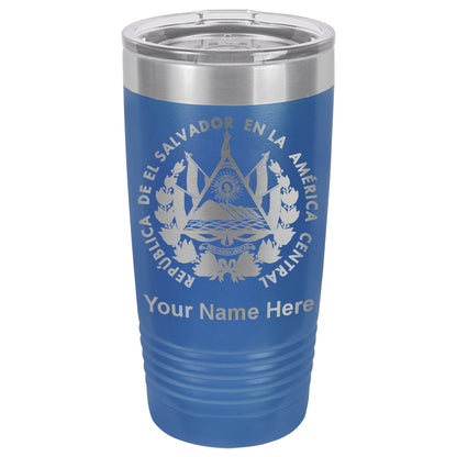 20oz Vacuum Insulated Tumbler Mug, Flag of El Salvador, Personalized Engraving Included