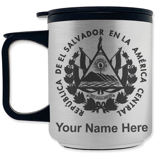 Coffee Travel Mug, Flag of El Salvador, Personalized Engraving Included