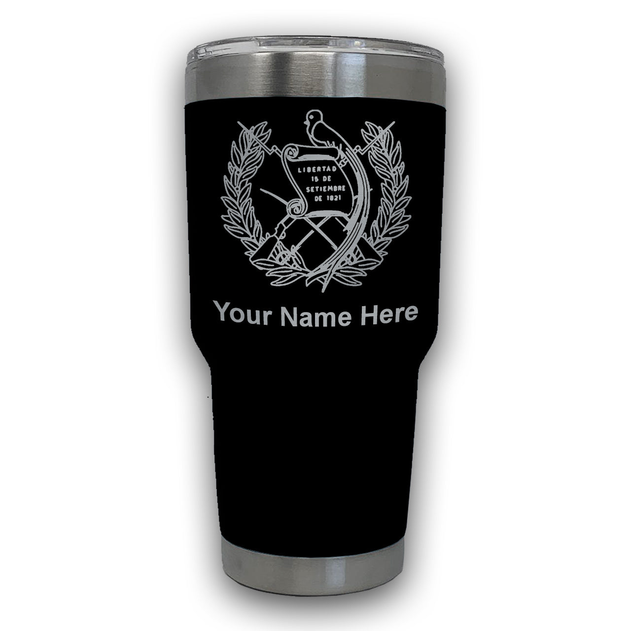 LaserGram 30oz Tumbler Mug, Flag of Guatemala, Personalized Engraving Included