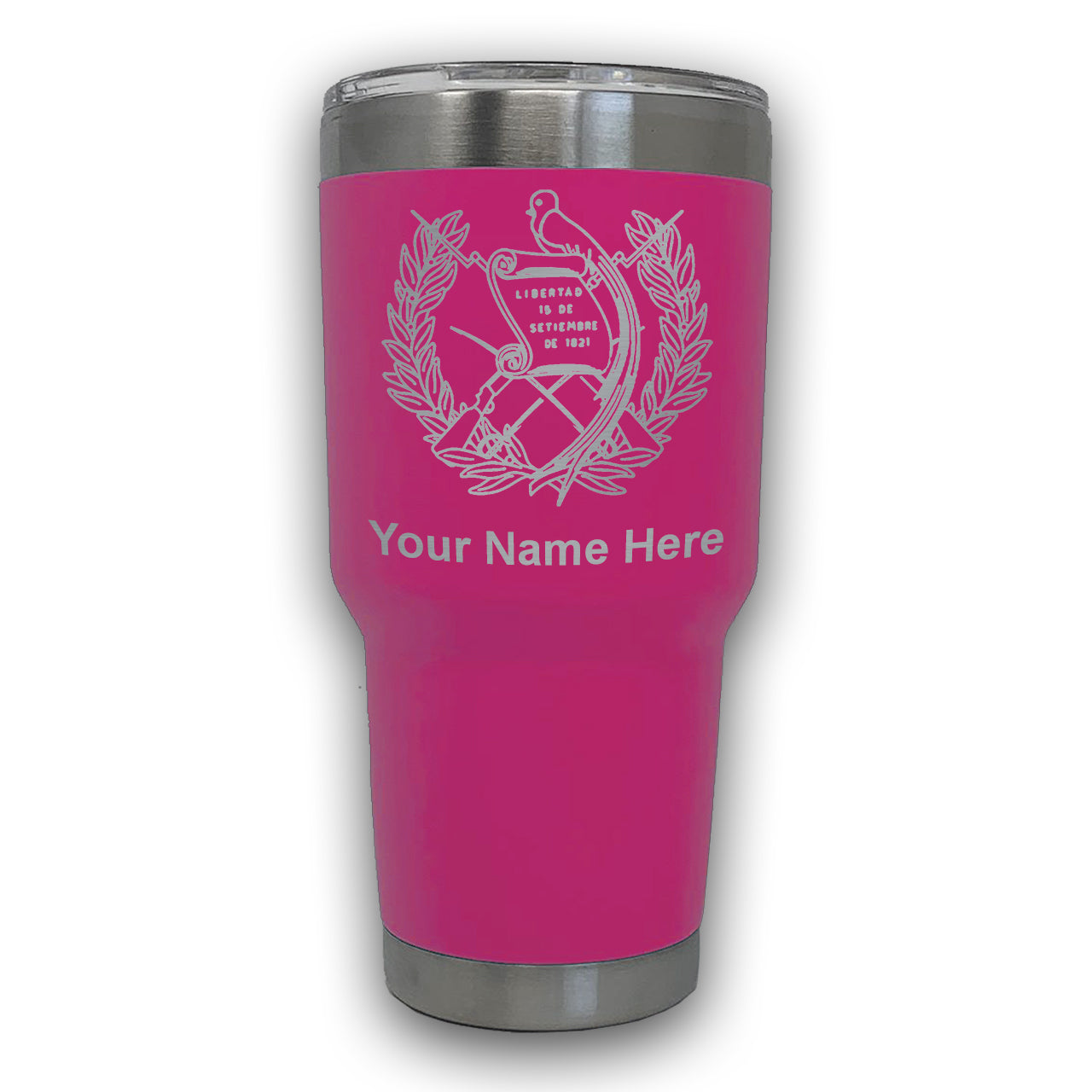 LaserGram 30oz Tumbler Mug, Flag of Guatemala, Personalized Engraving Included