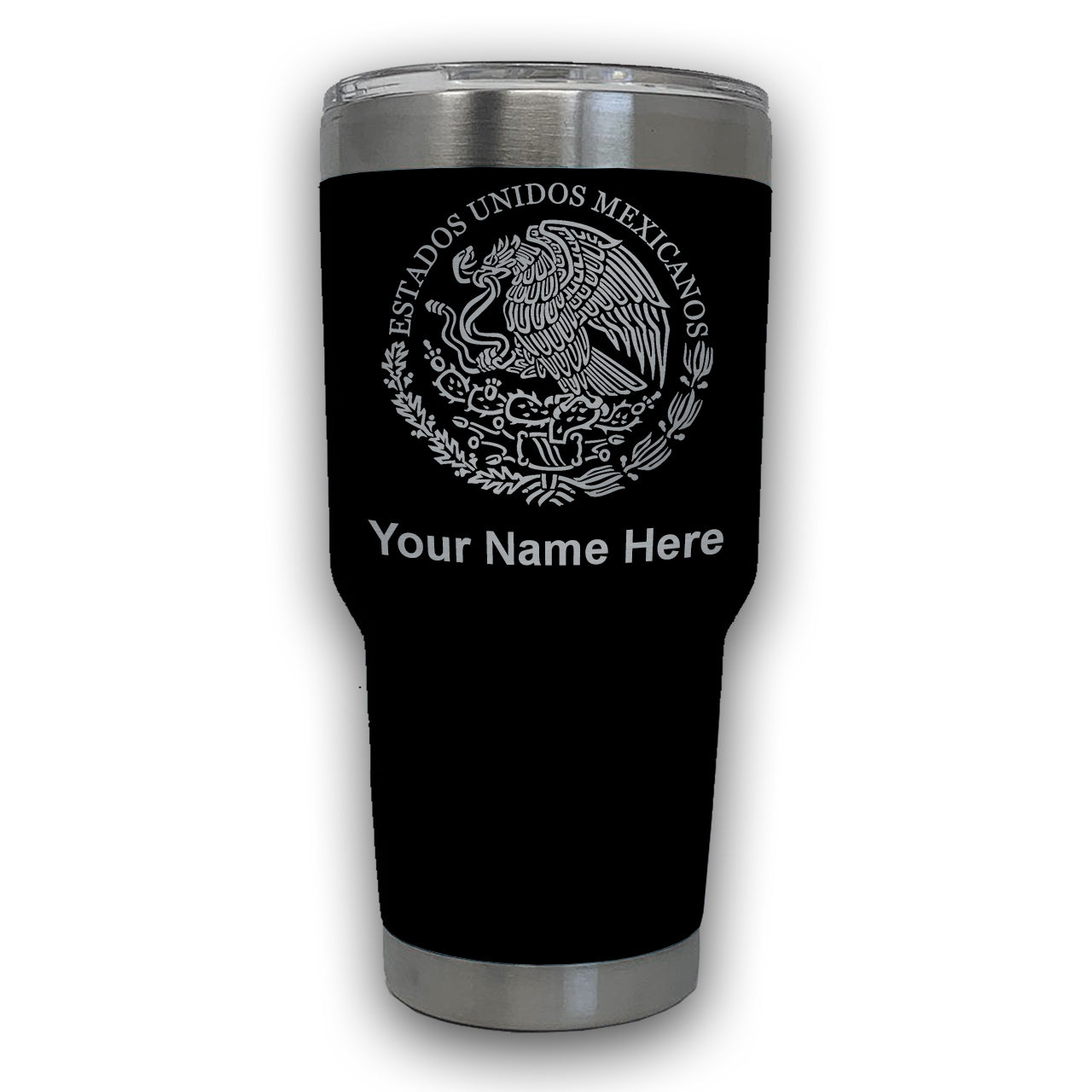 LaserGram 30oz Tumbler Mug, Flag of Mexico, Personalized Engraving Included