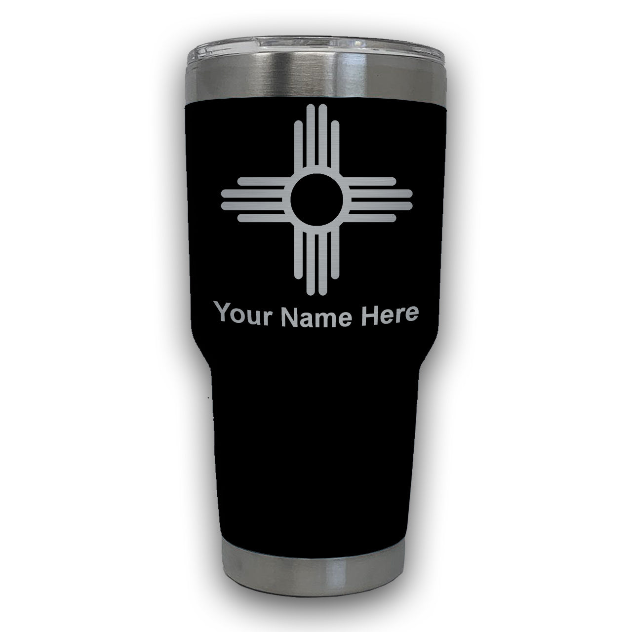 LaserGram 30oz Tumbler Mug, Flag of New Mexico, Personalized Engraving Included