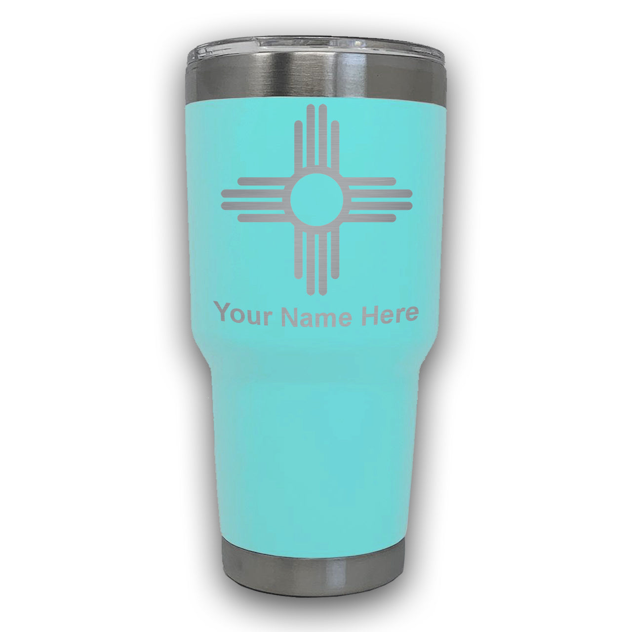 LaserGram 30oz Tumbler Mug, Flag of New Mexico, Personalized Engraving Included