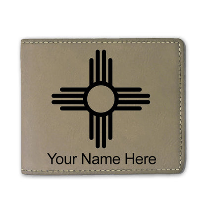 Faux Leather Bi-Fold Wallet, Flag of New Mexico, Personalized Engraving Included