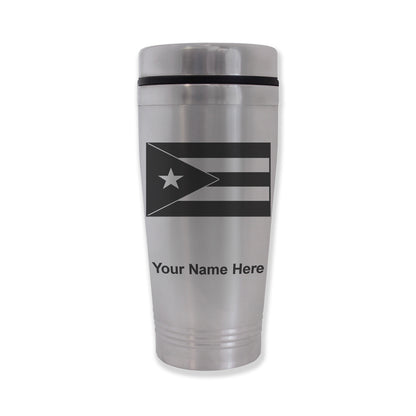 Commuter Travel Mug, Flag of Puerto Rico, Personalized Engraving Included