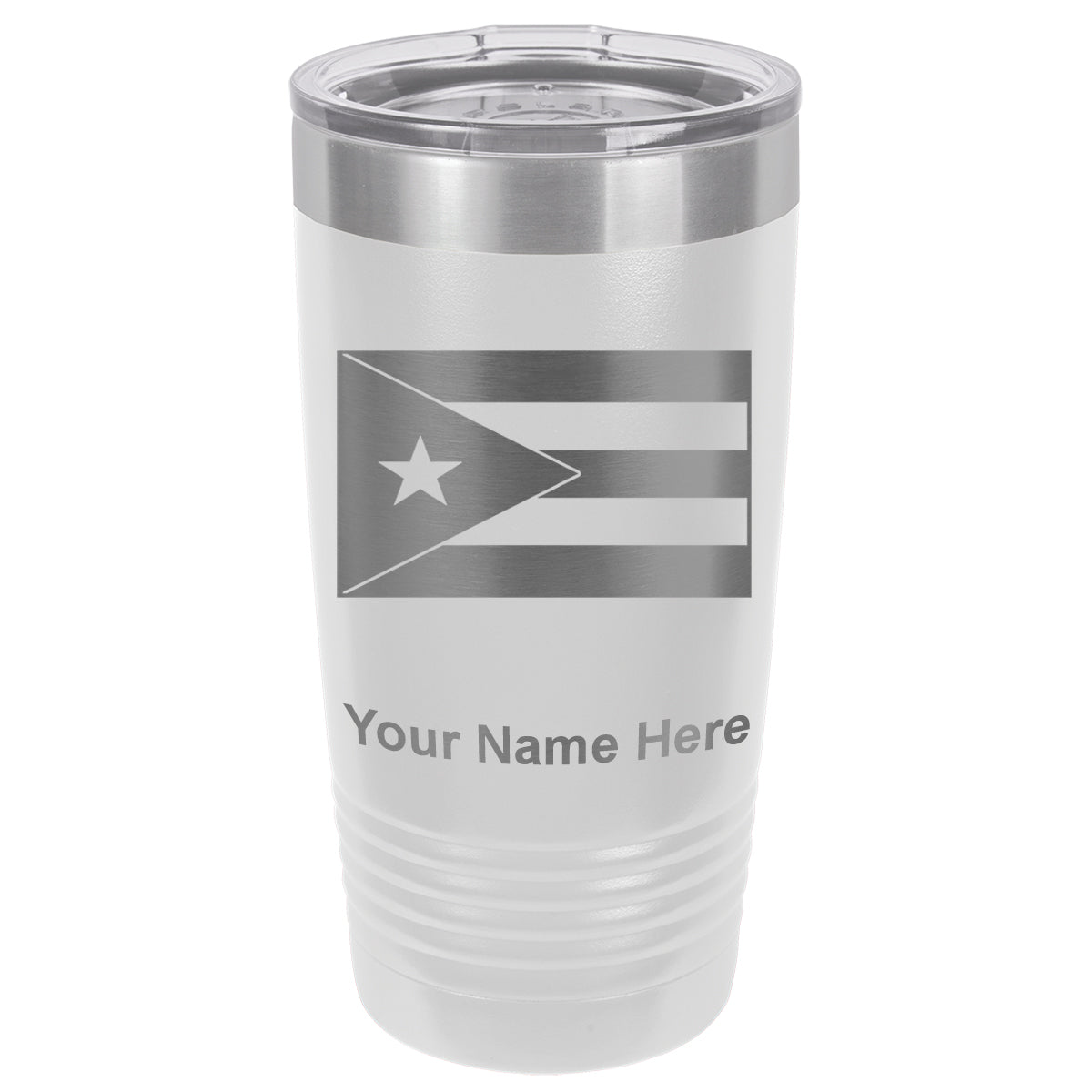 20oz Vacuum Insulated Tumbler Mug, Flag of Puerto Rico, Personalized Engraving Included