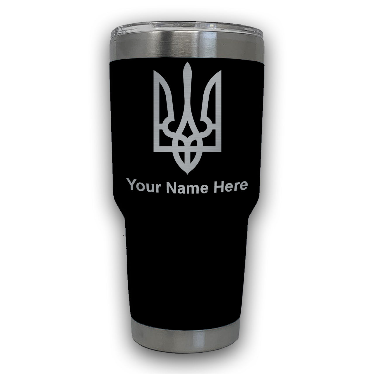 LaserGram 30oz Tumbler Mug, Flag of Ukraine, Personalized Engraving Included