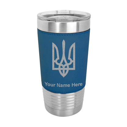 20oz Faux Leather Tumbler Mug, Flag of Ukraine, Personalized Engraving Included - LaserGram Custom Engraved Gifts