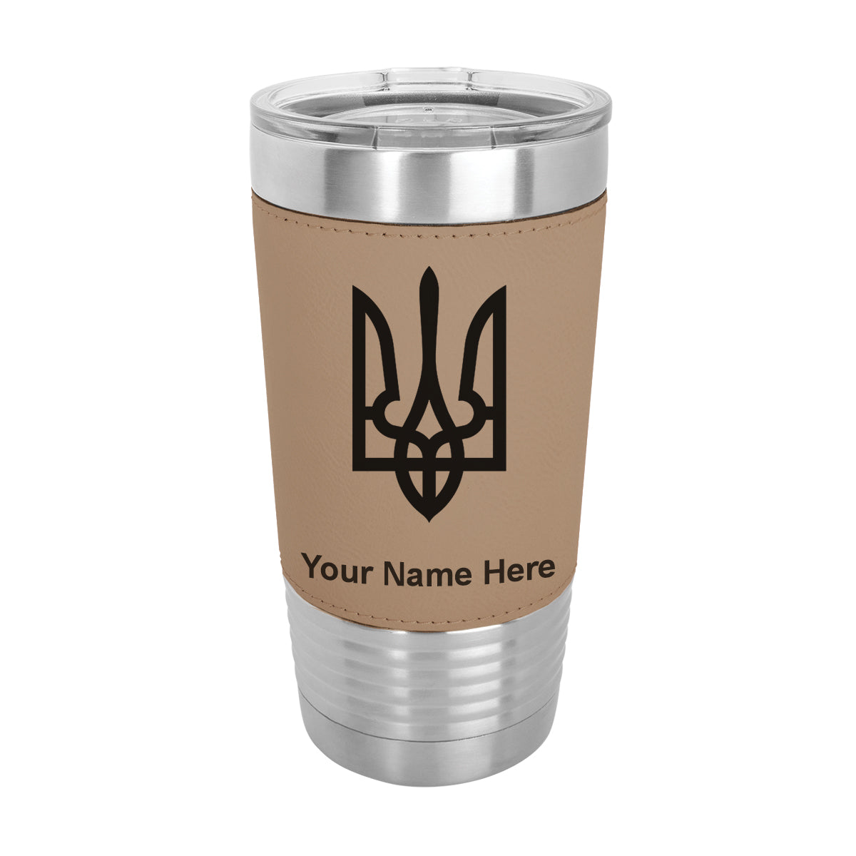20oz Faux Leather Tumbler Mug, Flag of Ukraine, Personalized Engraving Included - LaserGram Custom Engraved Gifts