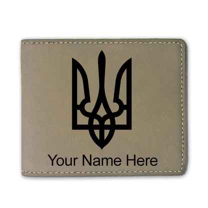 Faux Leather Bi-Fold Wallet, Flag of Ukraine, Personalized Engraving Included