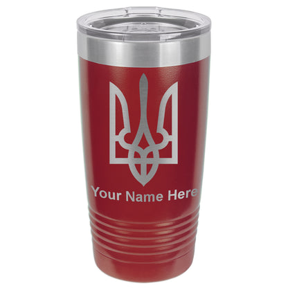 20oz Vacuum Insulated Tumbler Mug, Flag of Ukraine, Personalized Engraving Included
