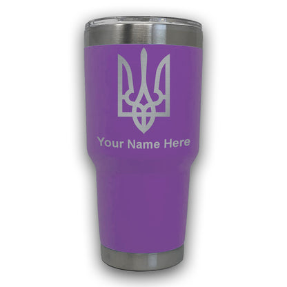 LaserGram 30oz Tumbler Mug, Flag of Ukraine, Personalized Engraving Included