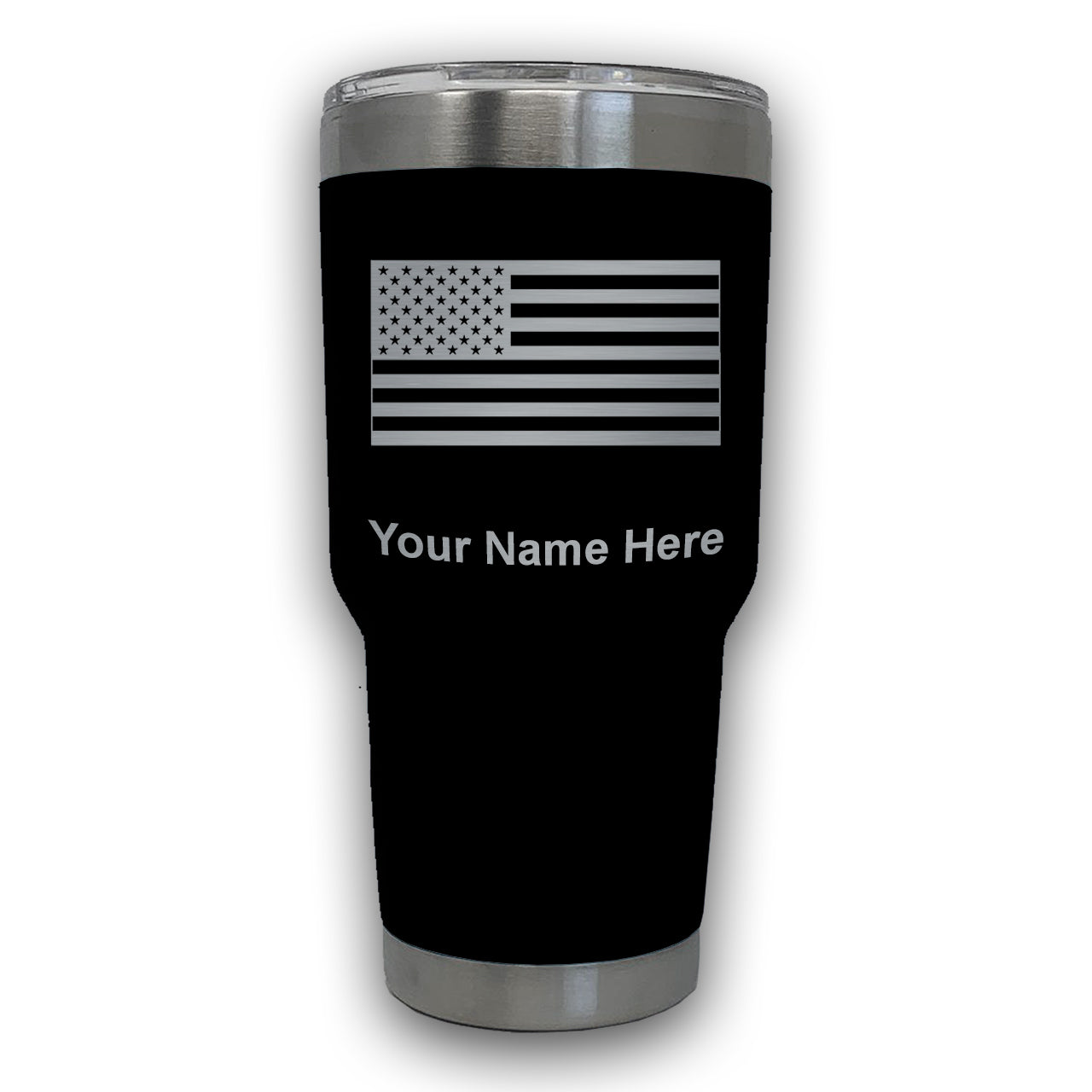 LaserGram 30oz Tumbler Mug, Flag of the United States, Personalized Engraving Included