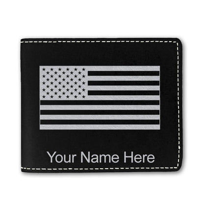 Faux Leather Bi-Fold Wallet, Flag of the United States, Personalized Engraving Included