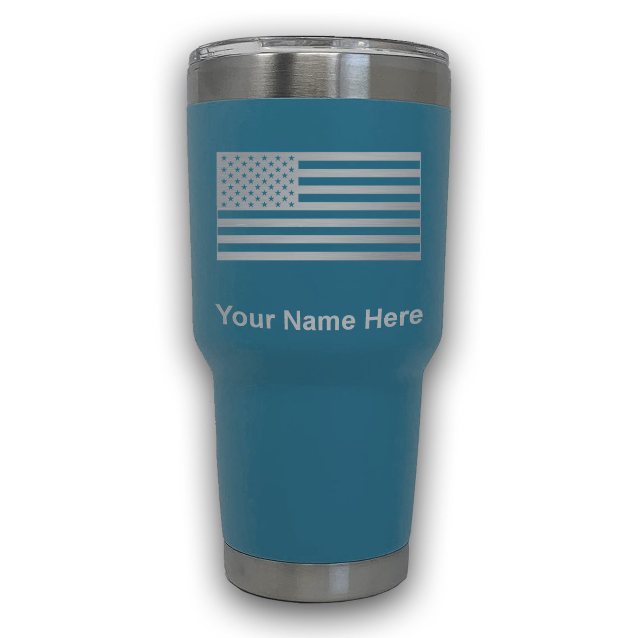 LaserGram 30oz Tumbler Mug, Flag of the United States, Personalized Engraving Included