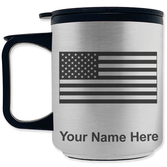 Coffee Travel Mug, Flag of the United States, Personalized Engraving Included